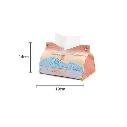 Aesthetic Leather Pink Tissue Case Large Storage Oil Painting Paper Towel Box Creative Durable Napkin Holder Home - ADFIRE