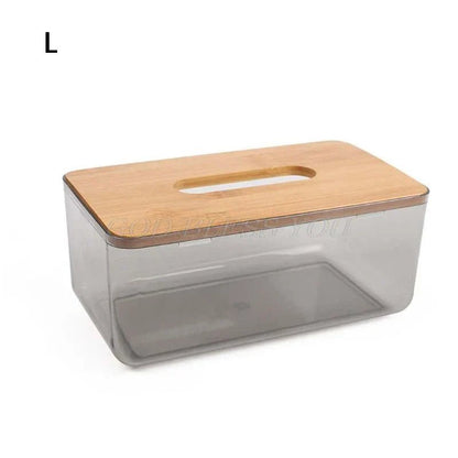 Bamboo Wooden Cover Plastic Tissue Box Paper Holder Dispenser Home Storage Case - ADFIRE