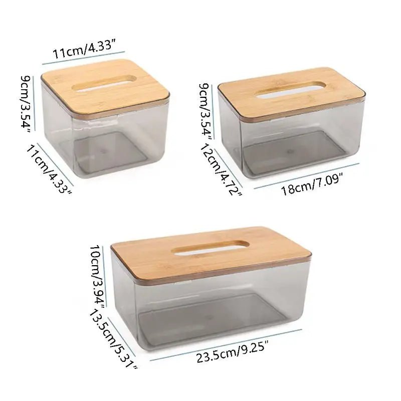 Bamboo Wooden Cover Plastic Tissue Box Paper Holder Dispenser Home Storage Case - ADFIRE
