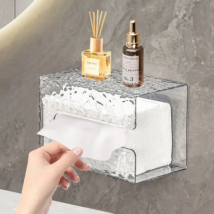 Bathroom Tissue Box Wall - mounted Paper Case Glacier Style Face Wash Towel Storage Container Sanitary Paper Holder Acrylic Boxes - ADFIRE