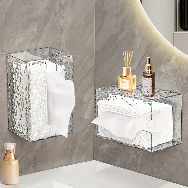 Bathroom Tissue Box Wall - mounted Paper Case Glacier Style Face Wash Towel Storage Container Sanitary Paper Holder Acrylic Boxes - ADFIRE