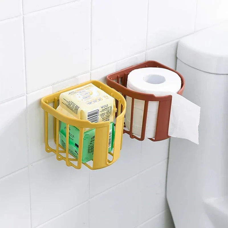 Punch - Free Toilet Paper Shelf Bathroom Kitchen Tissue Box Wall - Mounted Sticky Paper Storage Box Toilet Paper Holder Roll Paper - ADFIRE