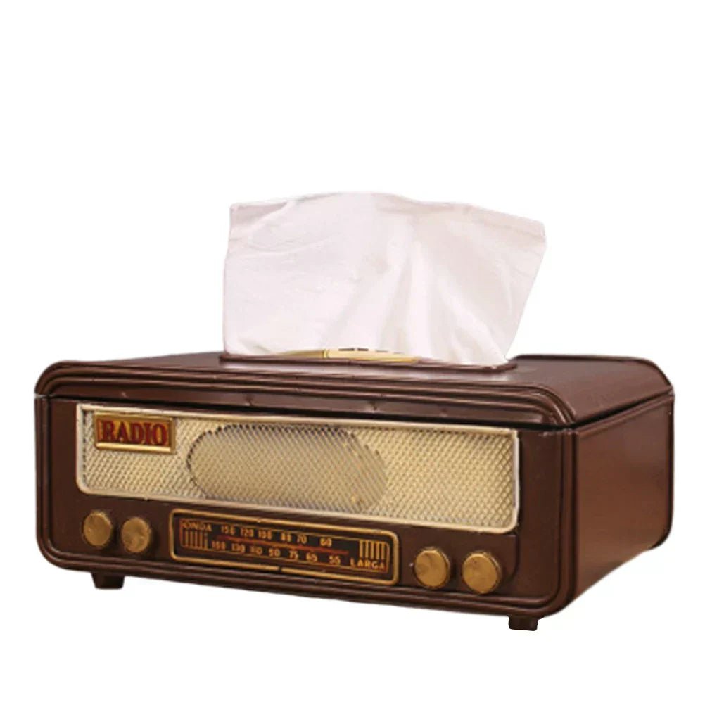Retro Radio Shape Tissue Paper Box Napkin Storage Box Container Paper Towel Holder Paper Towel Holder Case for Home Bar Office - ADFIRE