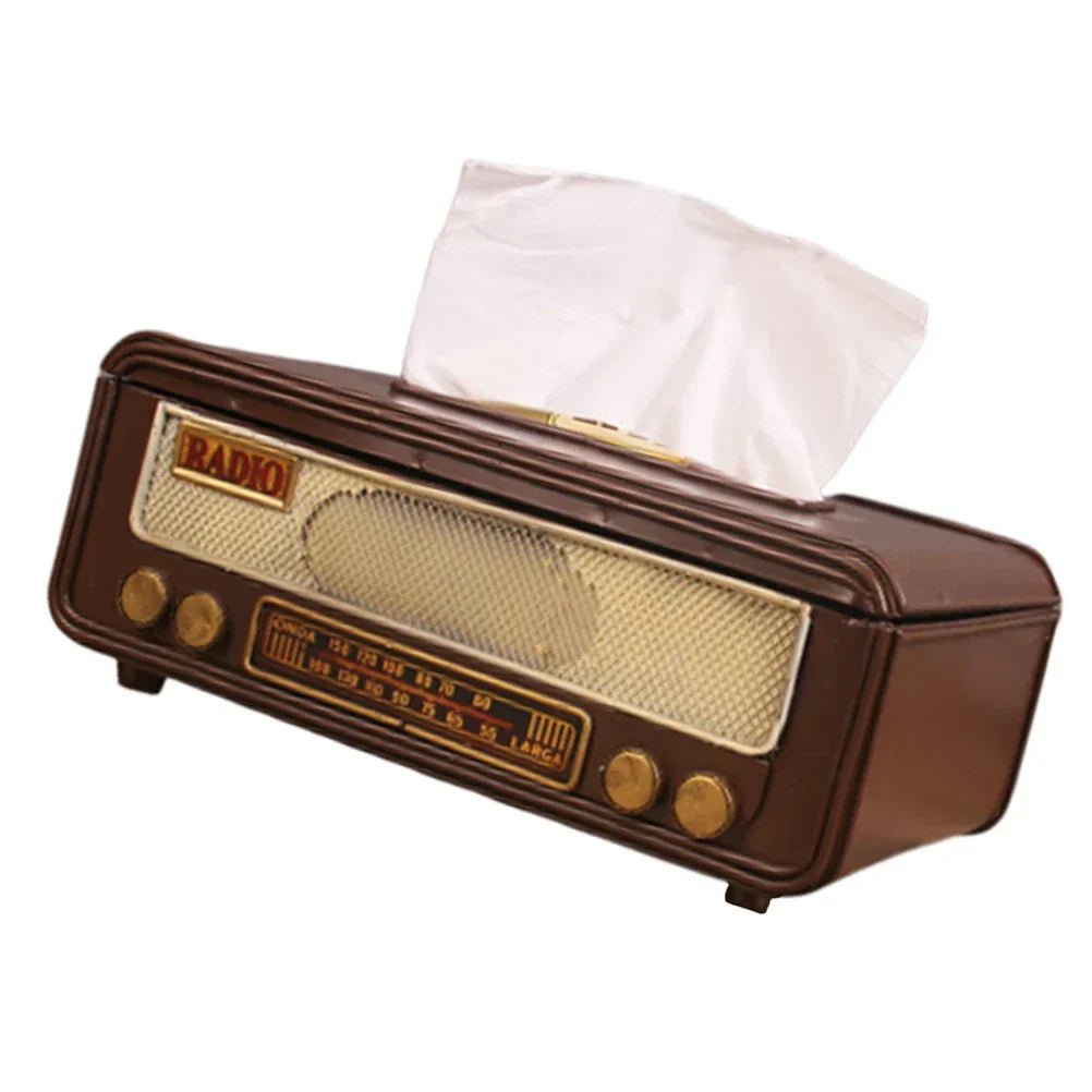 Retro Radio Shape Tissue Paper Box Napkin Storage Box Container Paper Towel Holder Paper Towel Holder Case for Home Bar Office - ADFIRE