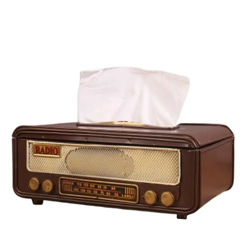 Retro Radio Shape Tissue Paper Box Napkin Storage Box Container Paper Towel Holder Paper Towel Holder Case for Home Bar Office - ADFIRE