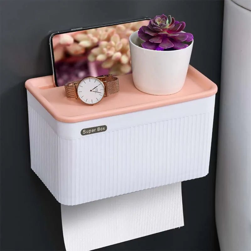 Wall Mount Toilet Paper Holder Tissue Box Waterproof Paper Towels Holder Case Storage Box Tray Portable Toilet Roll Holder - ADFIRE